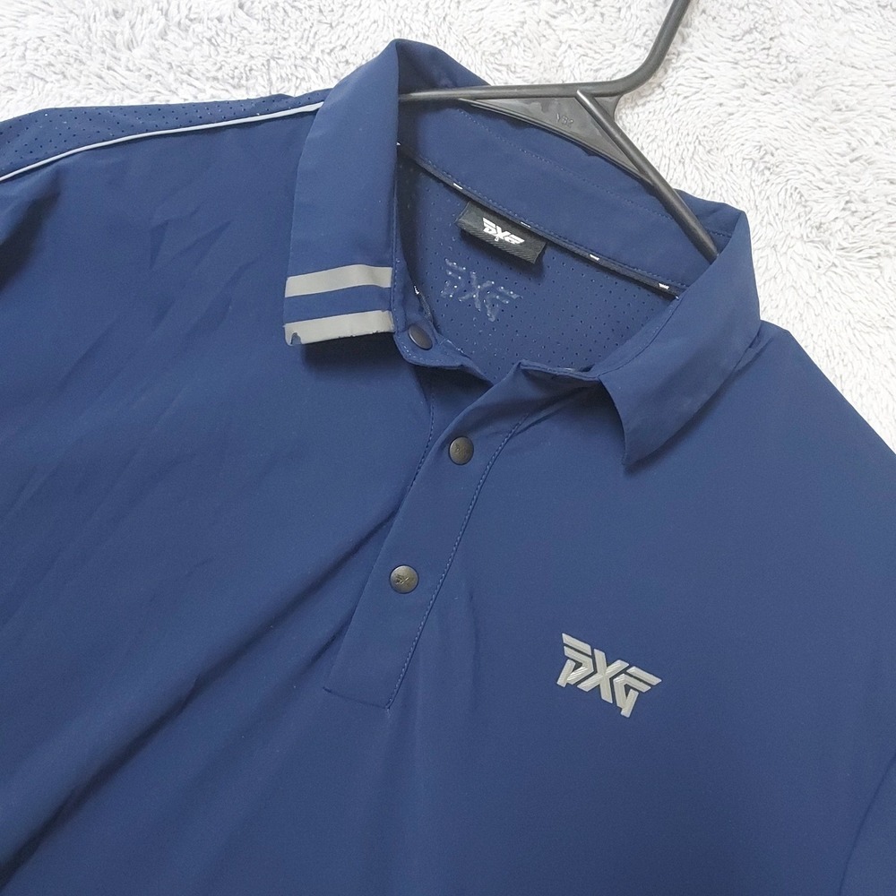 Pxg Polo Shirt Mens Small Short Sleeve Golf Athletic Navy Blue Performance Mesh